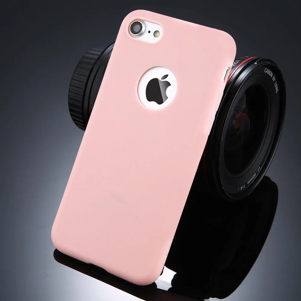 Soft silicone candy colour phone case for iPhone, shown in blue, on a white background.