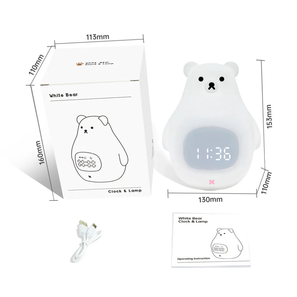 Big White Bear cartoon style silicone night light with remote control