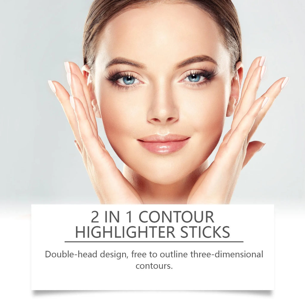 2-in-1 outline highlighter highlight repair pen 7g in three colour choices: natural light brown, lotus root pink brown, ivory white dark brown