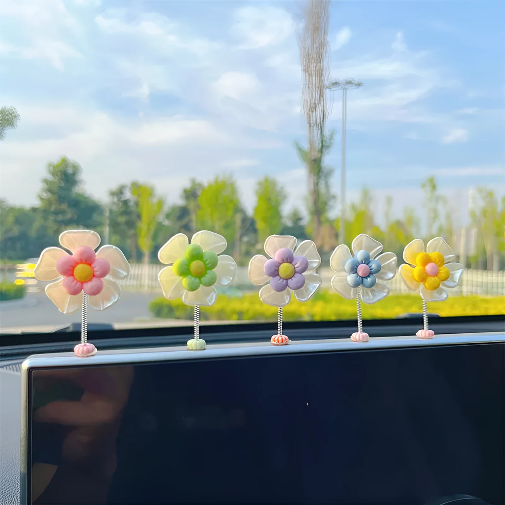 Plastic car hanging ornament with swing design in blue, green, pink, purple, or yellow
