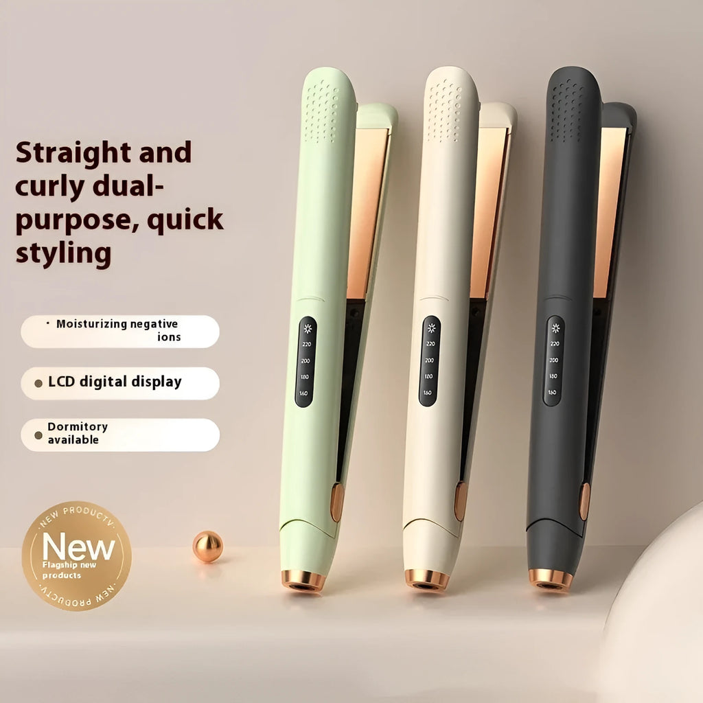 LCD screen hair straightener in Almond White with multi-gear temperature control and dual-use styling capability