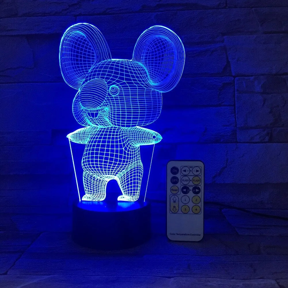 Koala night light in black finish with seven colour LED modes, touch and remote control, compact base 87x87x42mm