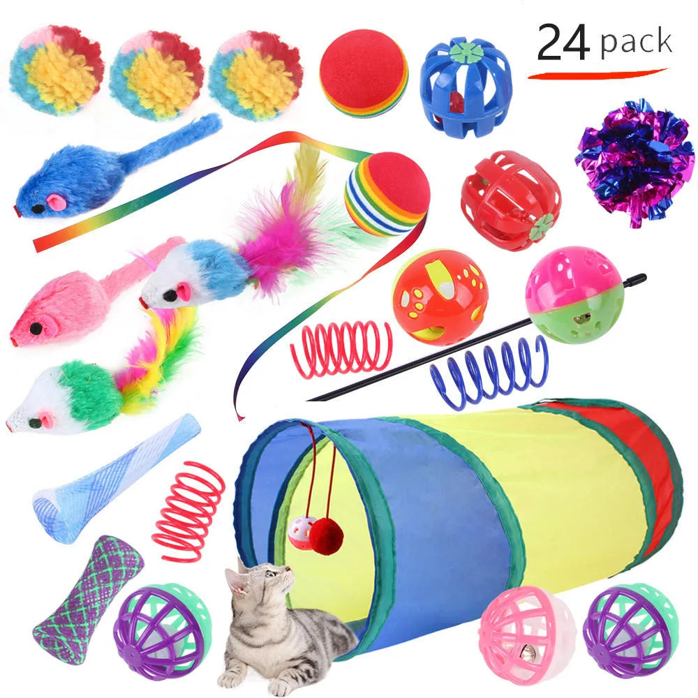 Plastic cat channel toy in multiple colours with accessories for interactive play