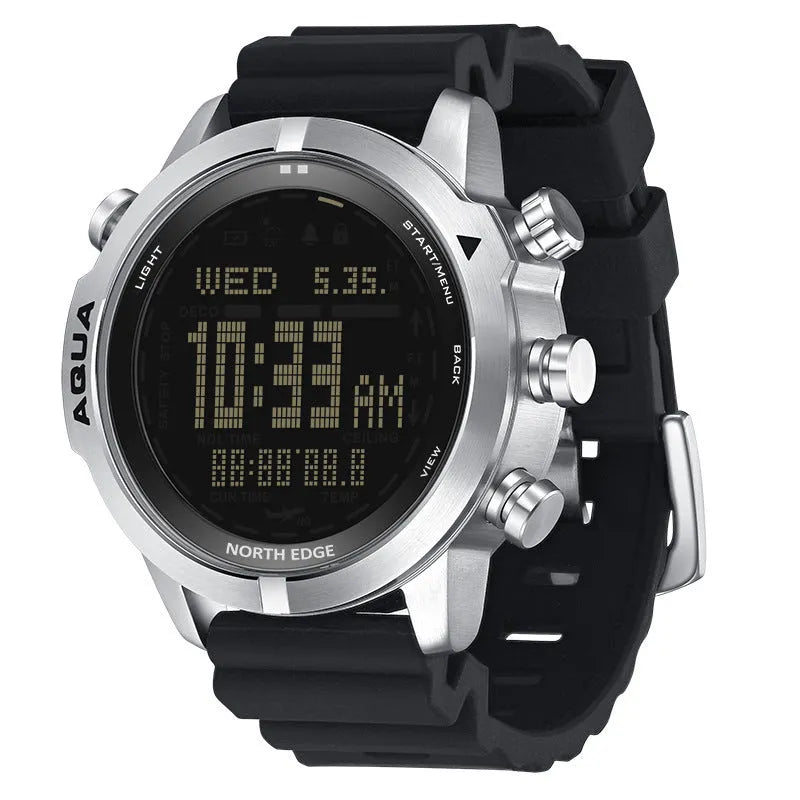 Outdoor sports smart watch with altitude and air pressure tracking, 1.46 inch screen, black dial, on wrist