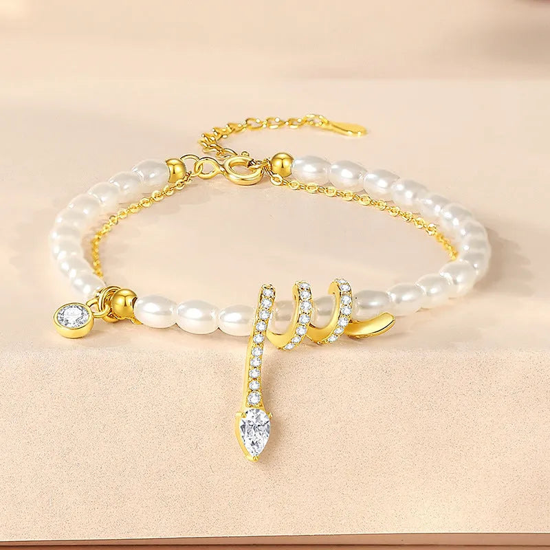 New Chinese style snake motif bracelet in 925 silver with electroplated gold or white finish