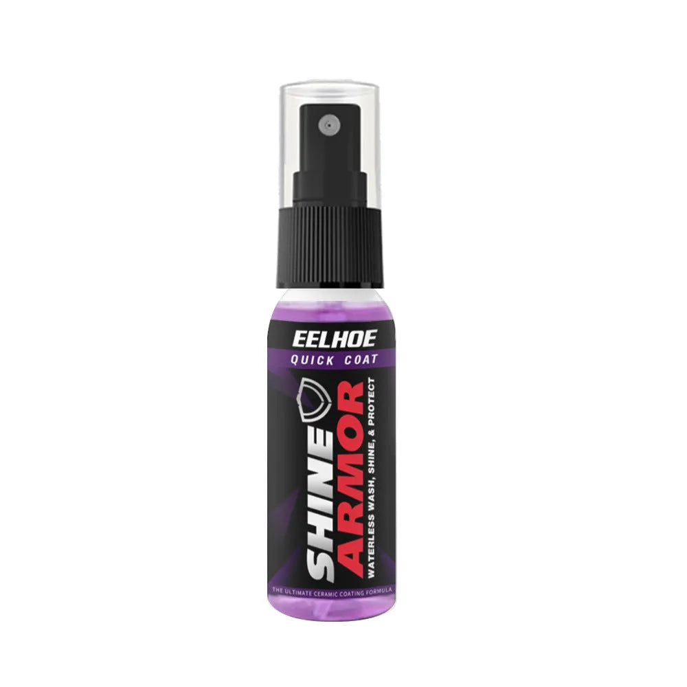 Purple nano car coating spray bottle for hand application to vehicle exterior surfaces