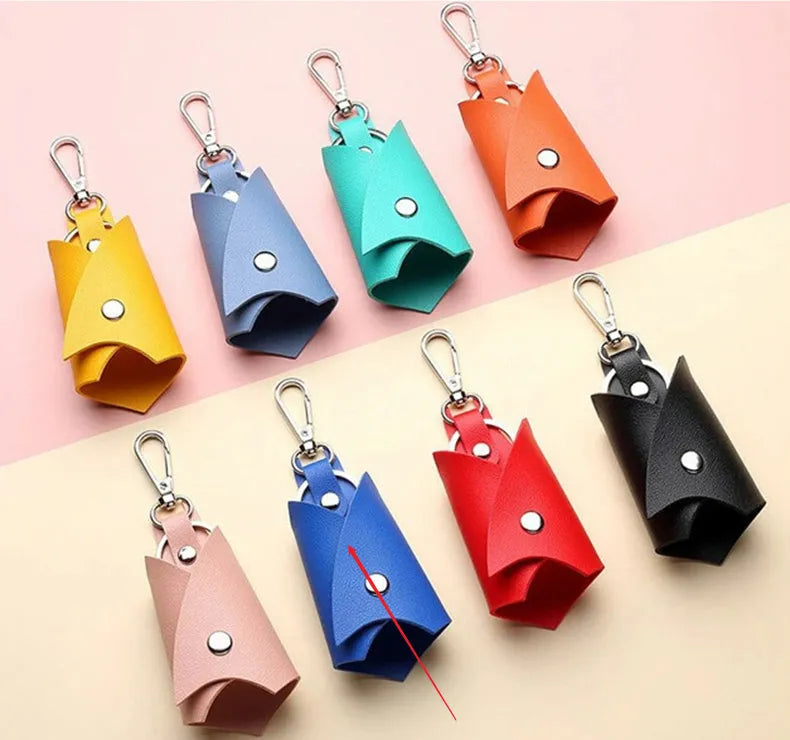 Leather car key case in cute styling, 13x5cm, eight colours available including black and pink