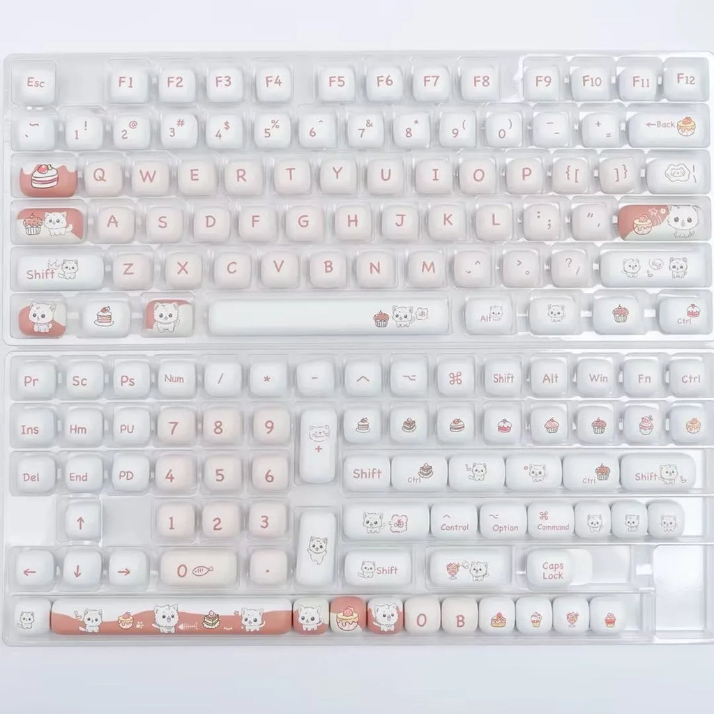 Cartoon dessert cat MOG round key cap set for mechanical keyboard customisation with sublimation printing