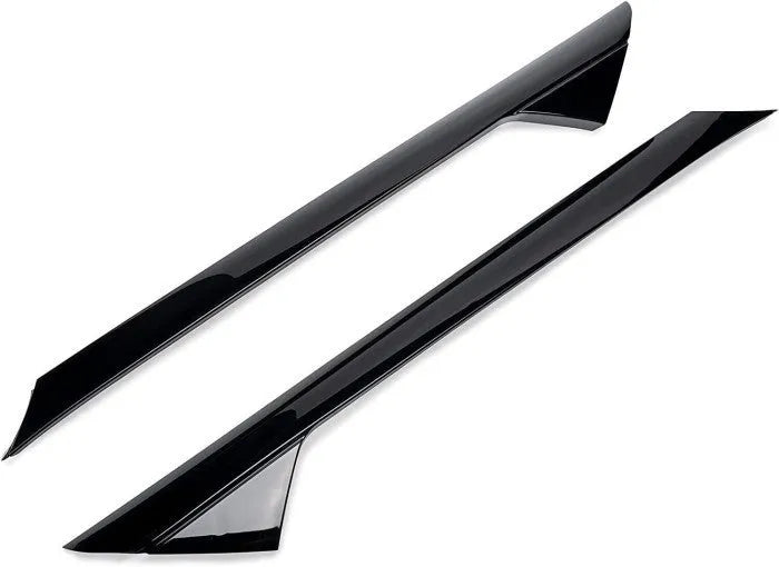 Black front windshield trim panel set for Ford with part numbers BB5Z-7803144-AA and BB5Z-7803145-AA