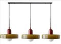 Retro simple chandelier with three glass lampshades wine red colour iron frame for restaurant or bedside