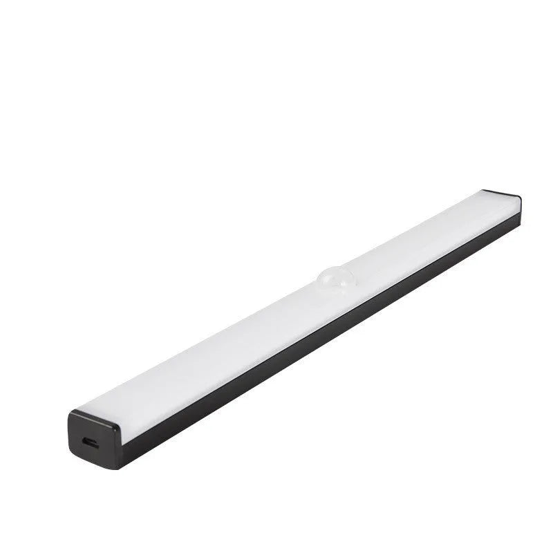 LED body induction light strip with aluminium and plastic lampshade, black, 30cm length