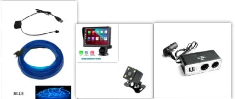 7 inch car smart screen with wireless Carplay and Android Auto on retractable bracket in vehicle