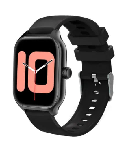 Bluetooth smart watch with full touch screen on silicone strap, showing heart rate monitoring display.