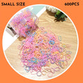 Multi-colour TPU baby hair ties in a reusable container for toddler fine hair, 300 piece pack