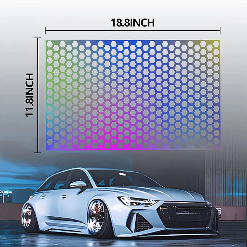 Car taillight honeycomb pattern sticker set in black, carbon fibre black, and colourful options