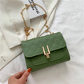 Minimalist PU crossbody bag with diamond lattice chain strap in solid colour