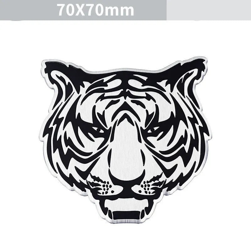 Aluminium car stickers showing eagle, lion, tiger and wolf head designs for vehicle decoration
