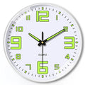 20cm modern luminous wall clock with plastic casing displayed in three colour options