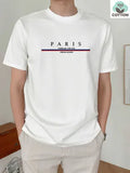 Men's loose fit pure cotton short-sleeved T-shirt with letter printing in apricot colour