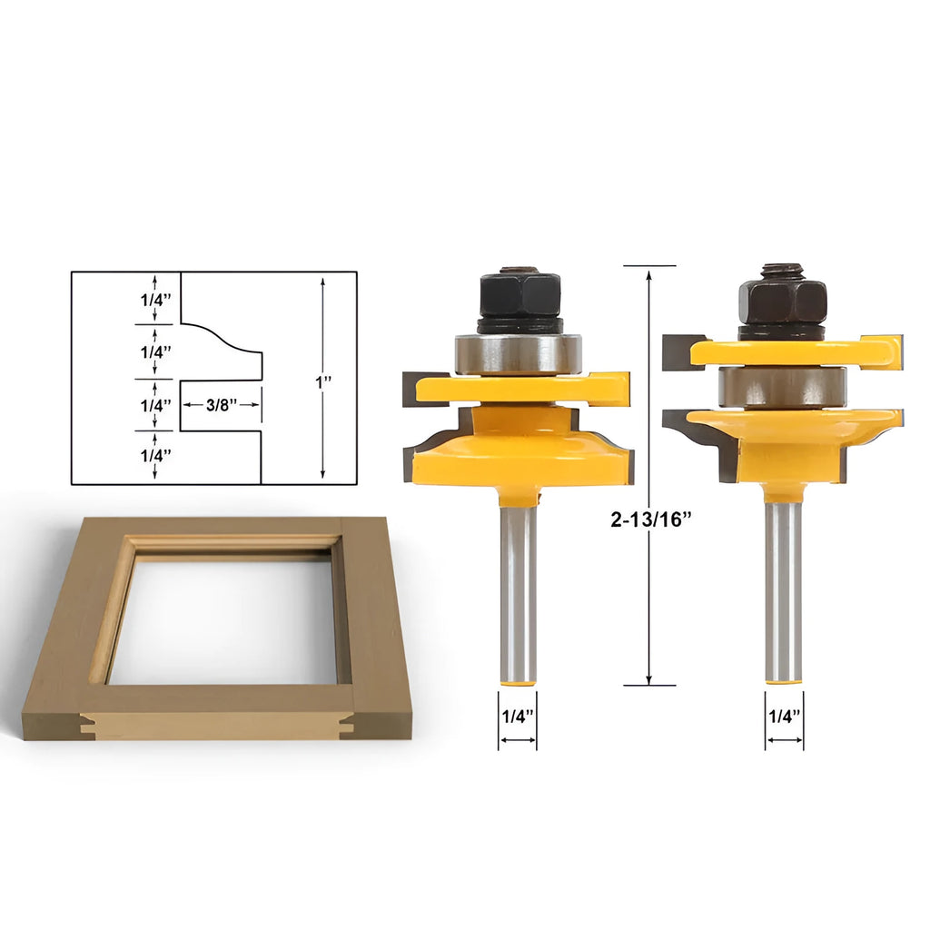 West tenon knife 2 piece set hard alloy router bits with 1/4 inch shank for cabinet door making