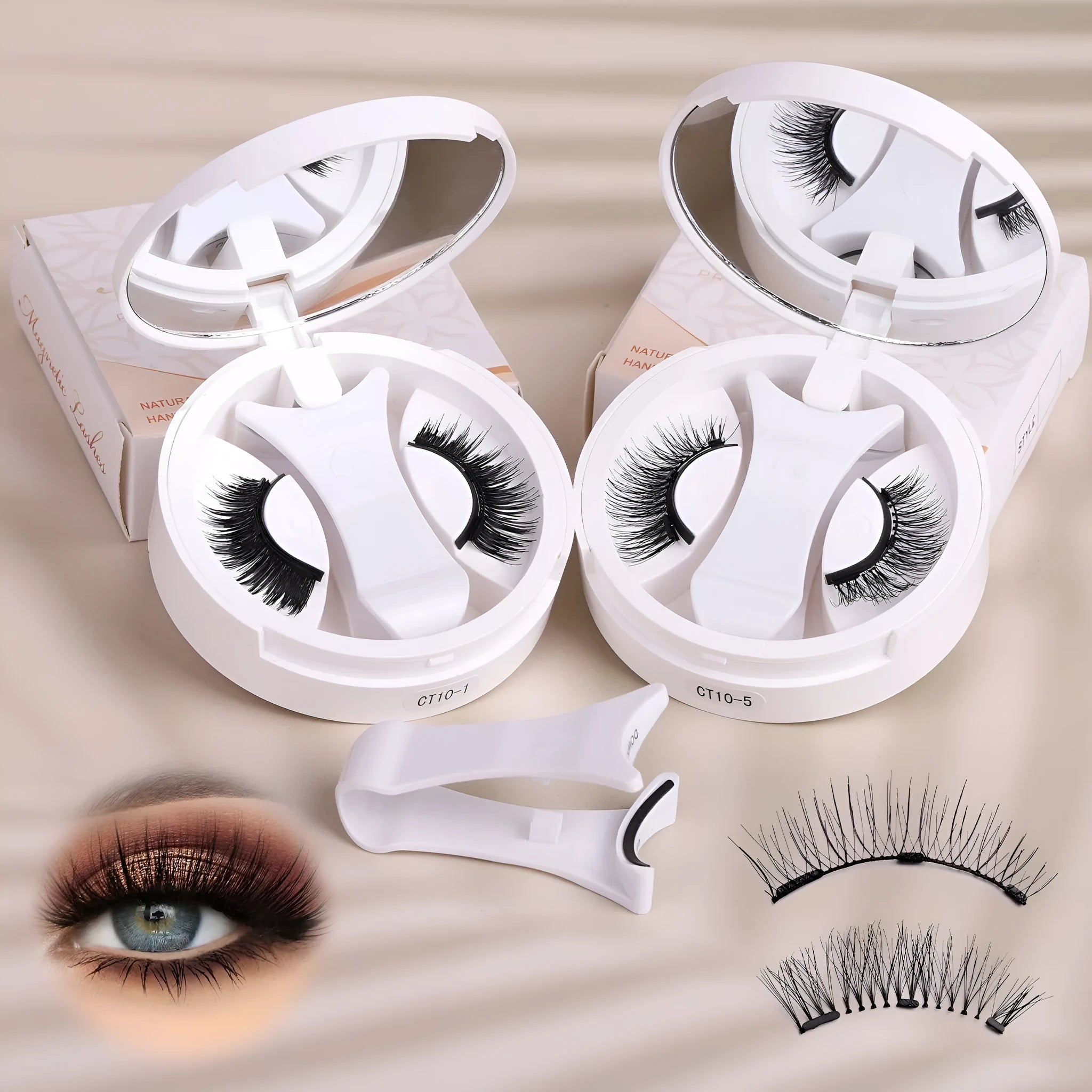 Portable magnetic false eyelash organiser with integrated soap holder made from chemical fibre