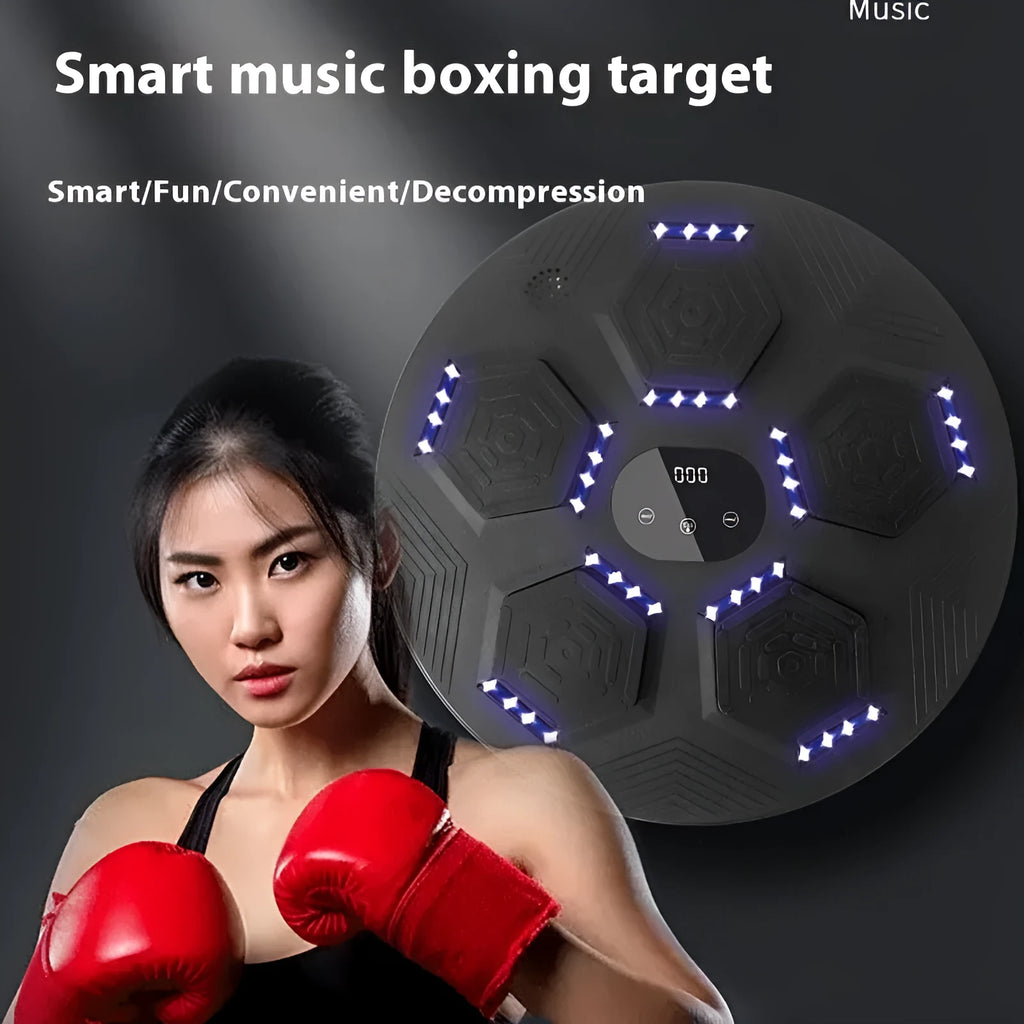 Smart music boxing machine hanging wall target with PU striking surface in black option for home reaction training