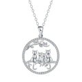 Women's four kitten necklace with copper pendant and cross chain in electroplated finish