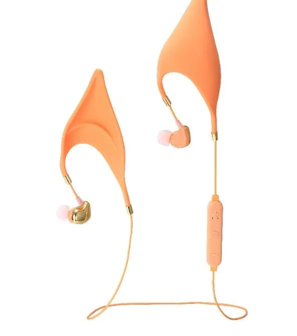 Cute cartoon elf ear in-ear headphones with mic 3.5mm wired cosplay headset in black