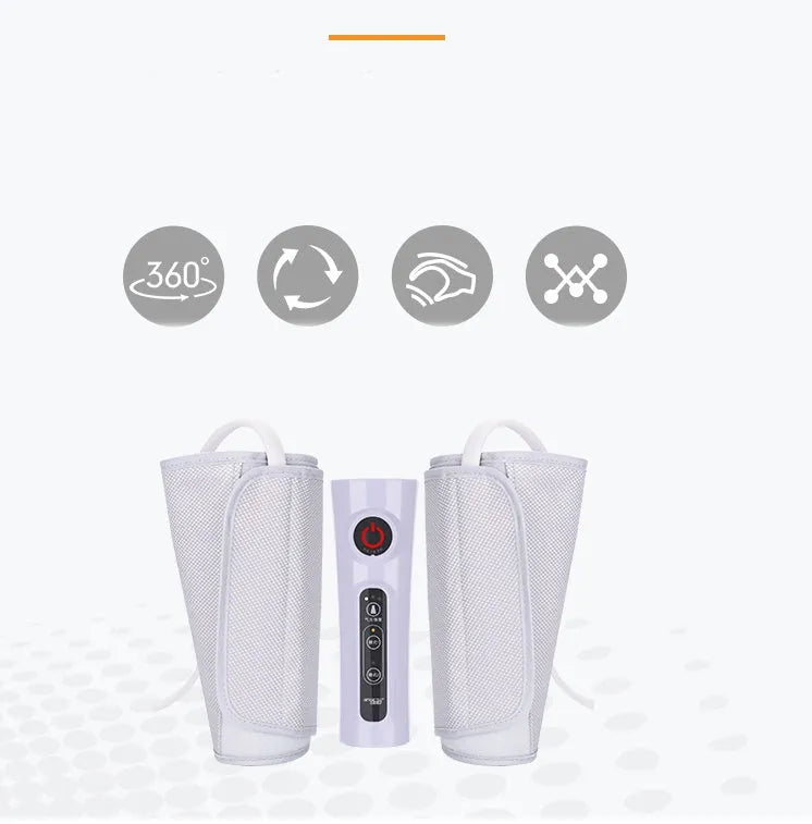 Pneumatic air wave calf massage machine in grey with wrap design and dual mode circulation
