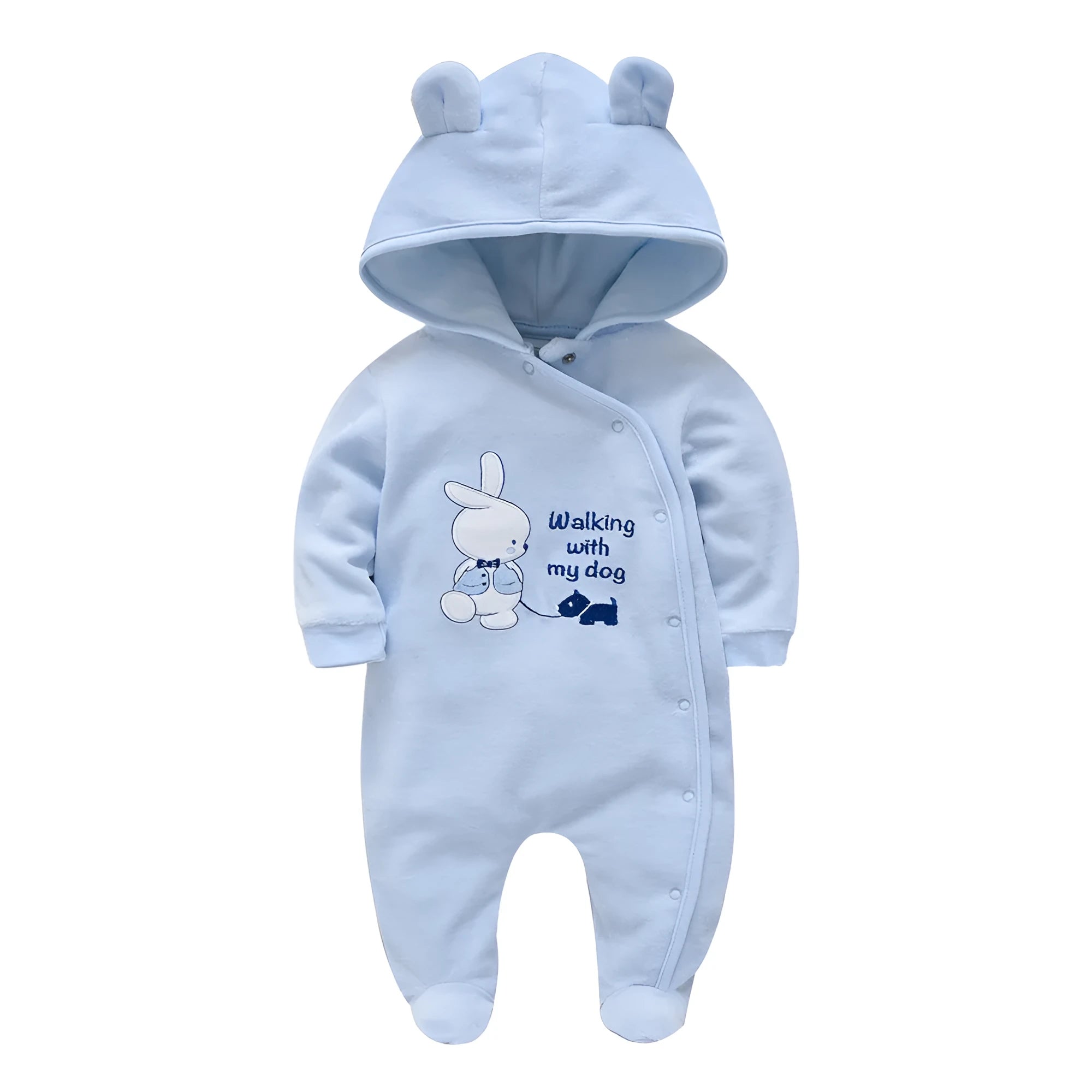 100% cotton newborn baby one-piece long sleeve long climb light blue winter