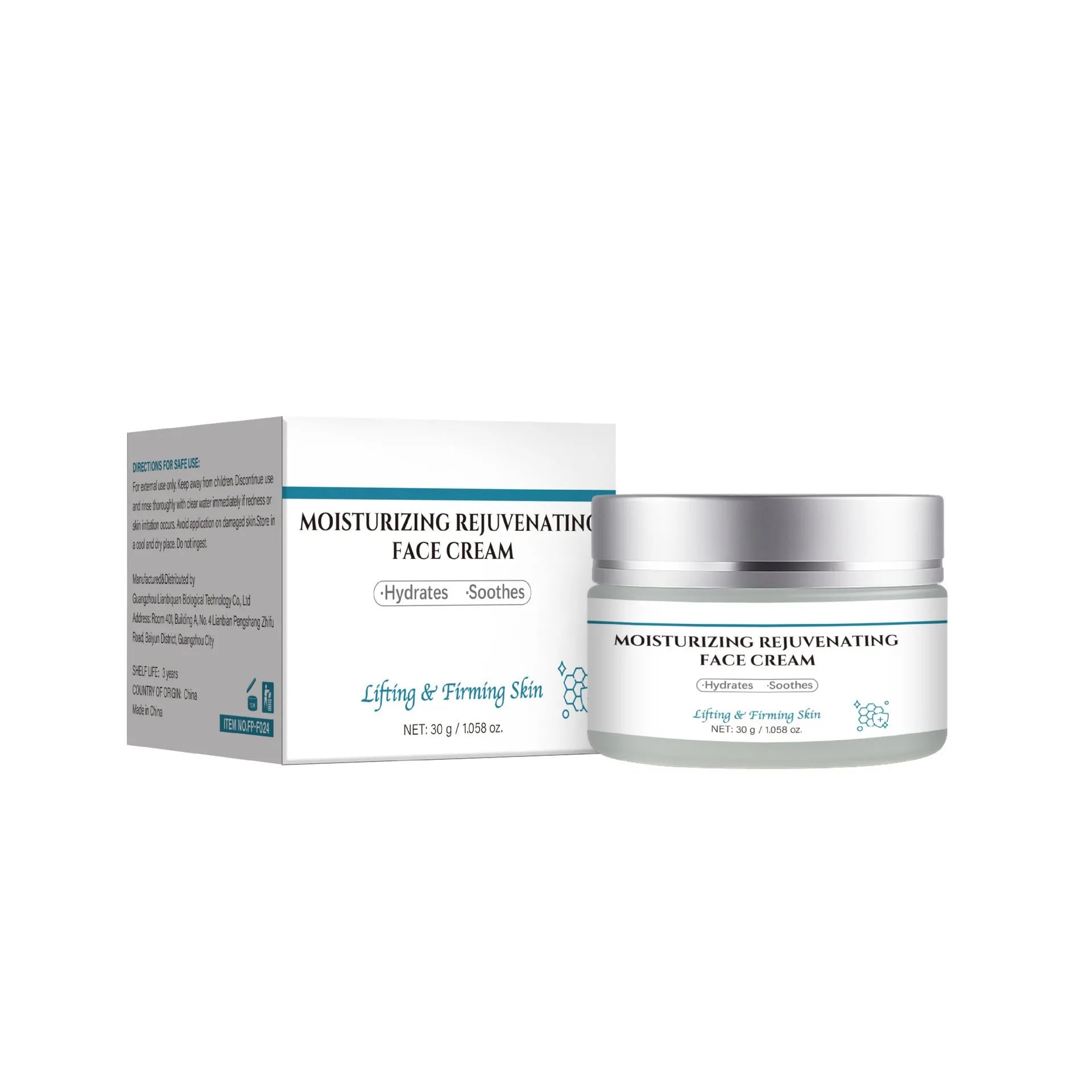 30g anti-aging cream jar with FP-F024 designation for facial skincare