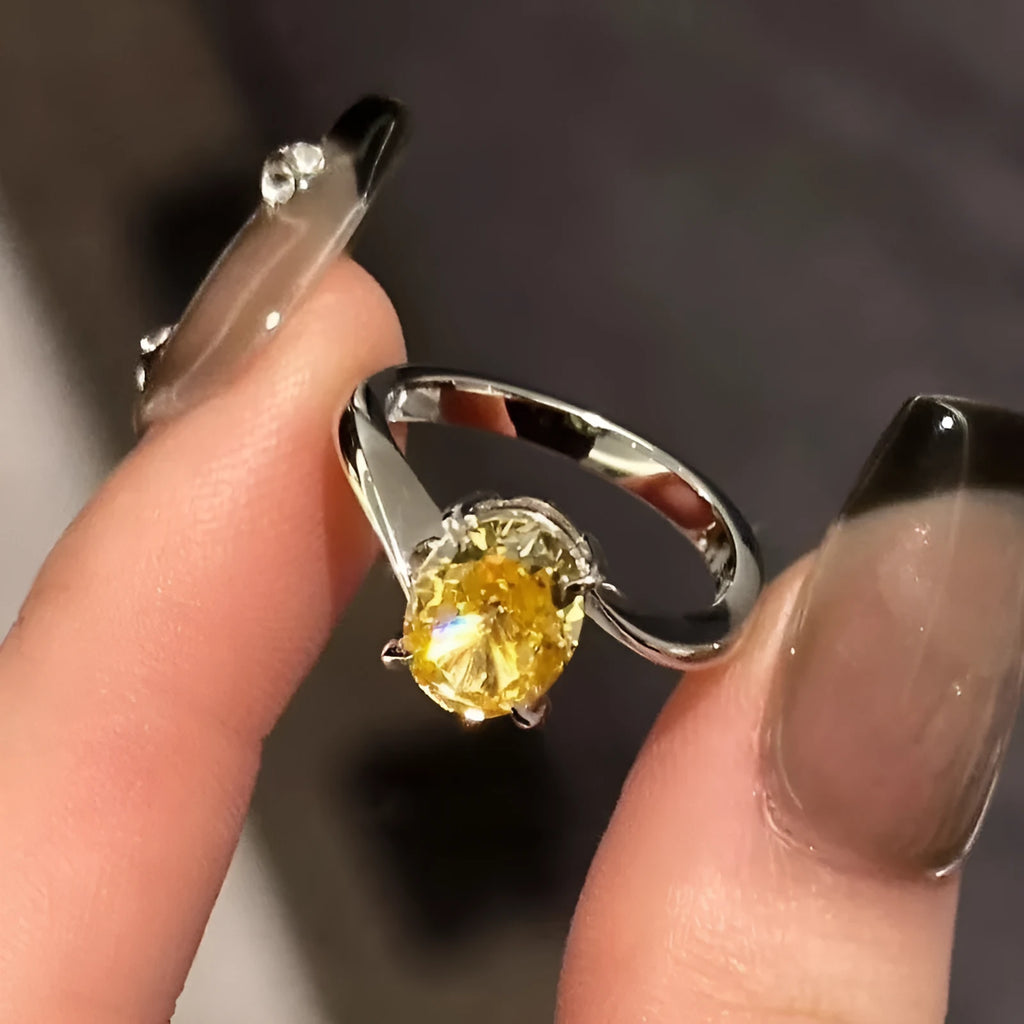 Women's yellow rock sugar ring made of copper with Seiko finish, multiple sizes available