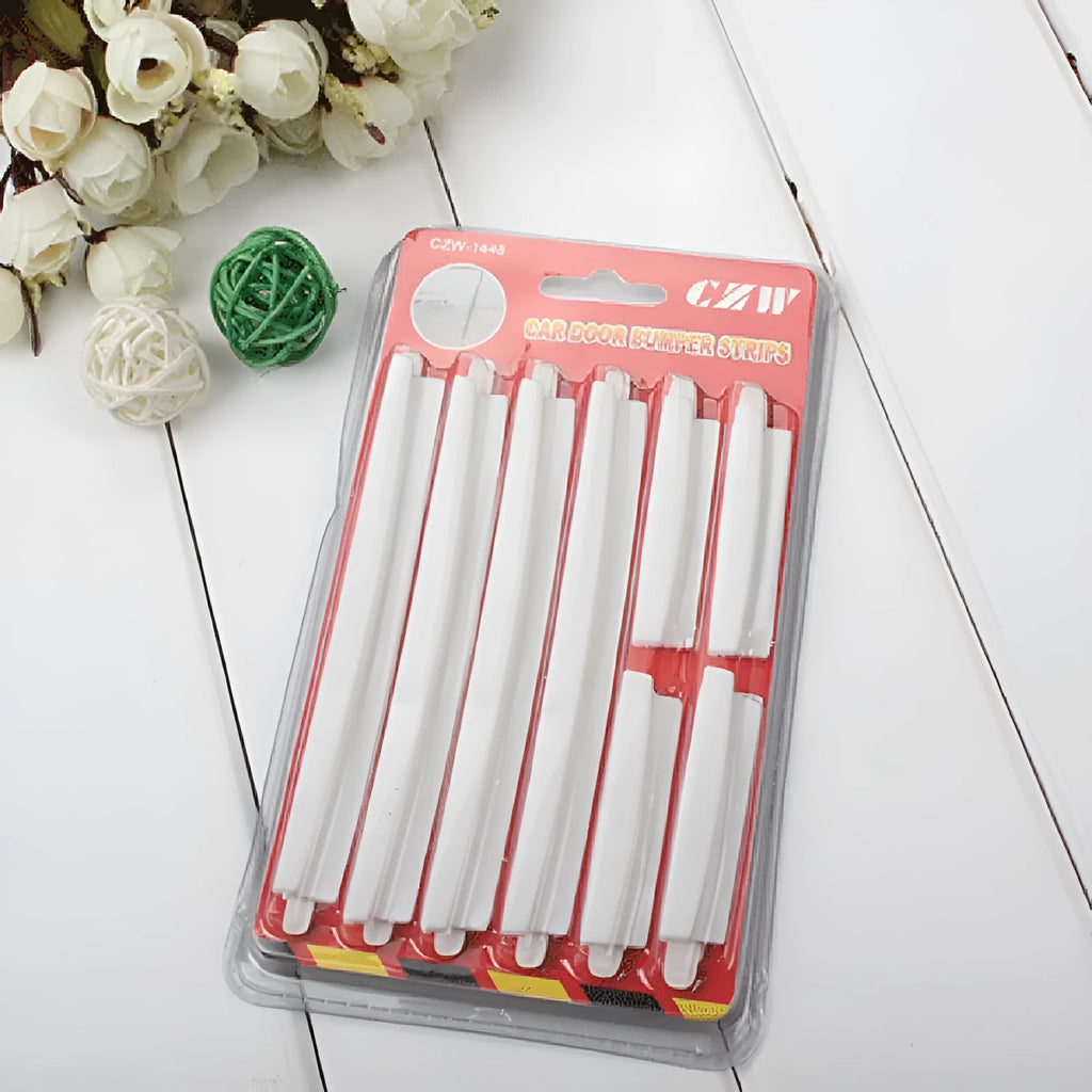 White plastic car door edge protector strip set for general vehicle models