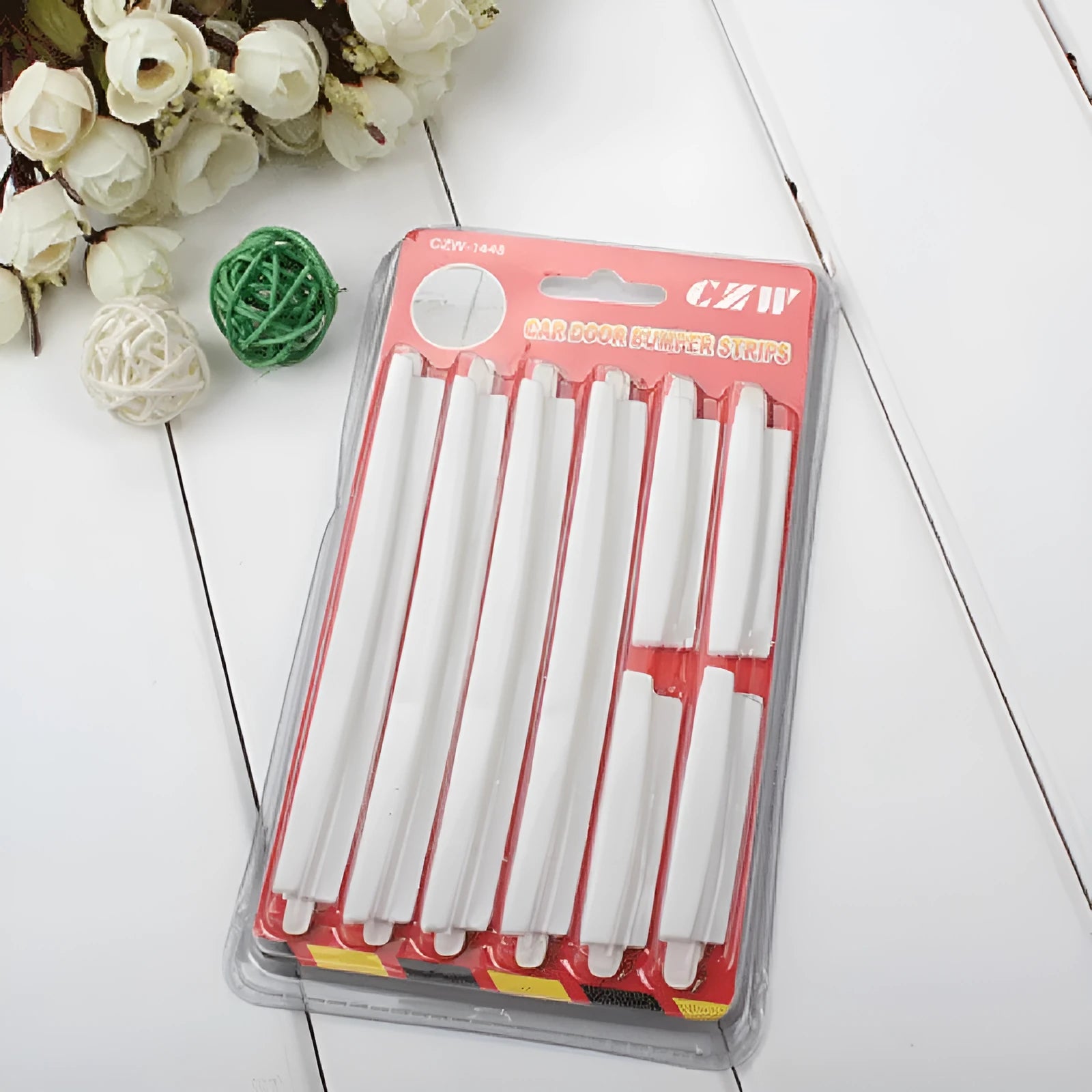 White plastic car door edge protector strip set for general vehicle models