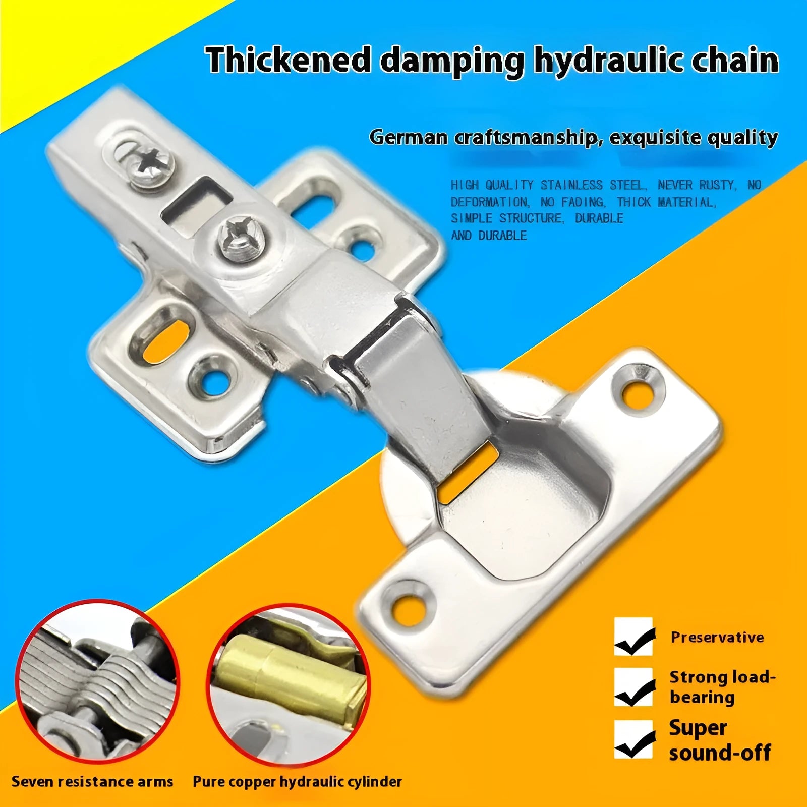 761 cold rolled steel hydraulic hinge with nickel plating and damping cushion mechanism