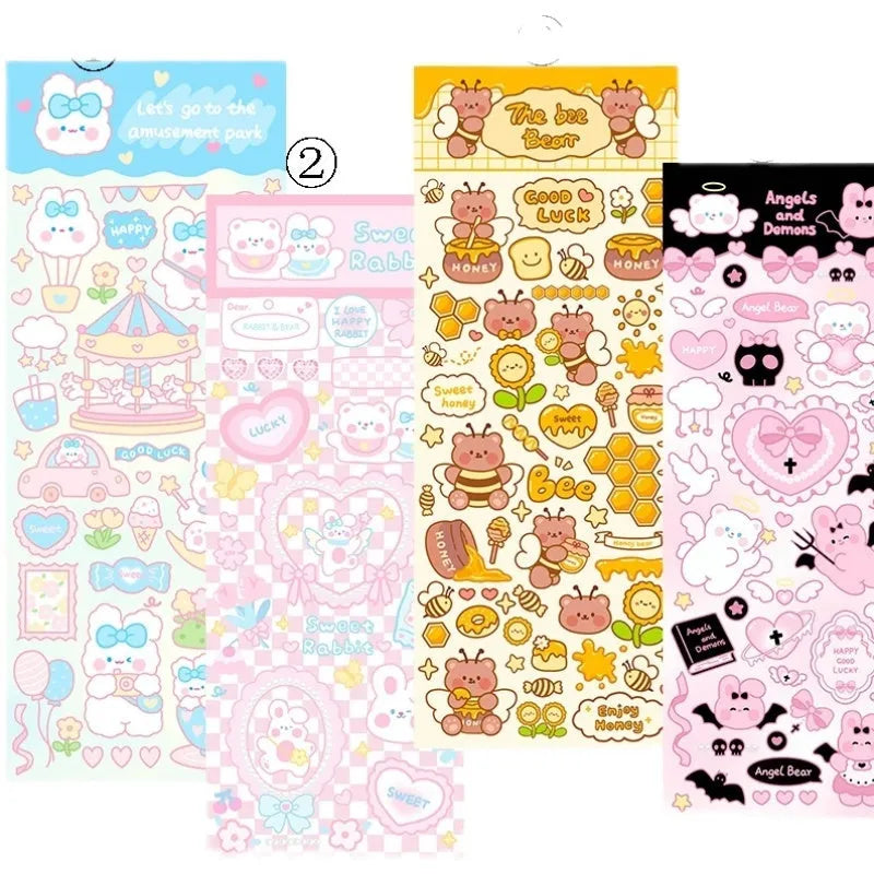 PVC waterproof cartoon stickers for diary and planner decoration with adhesive backing