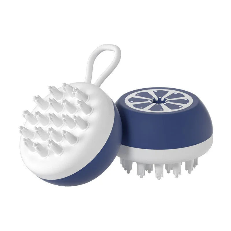 Soft silicone 2-in-1 pet dog cat bath brush massage comb in yellow, navy and grey colours