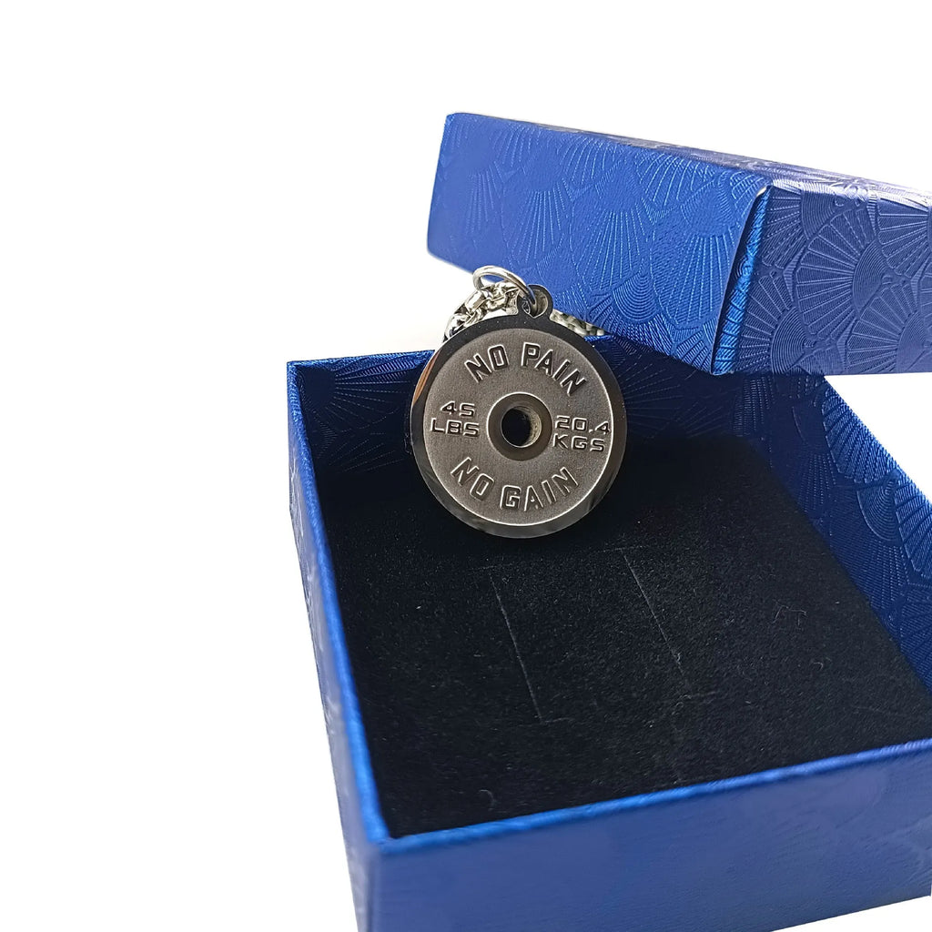 Stainless steel geometric barbell disk pendant necklace with chain options