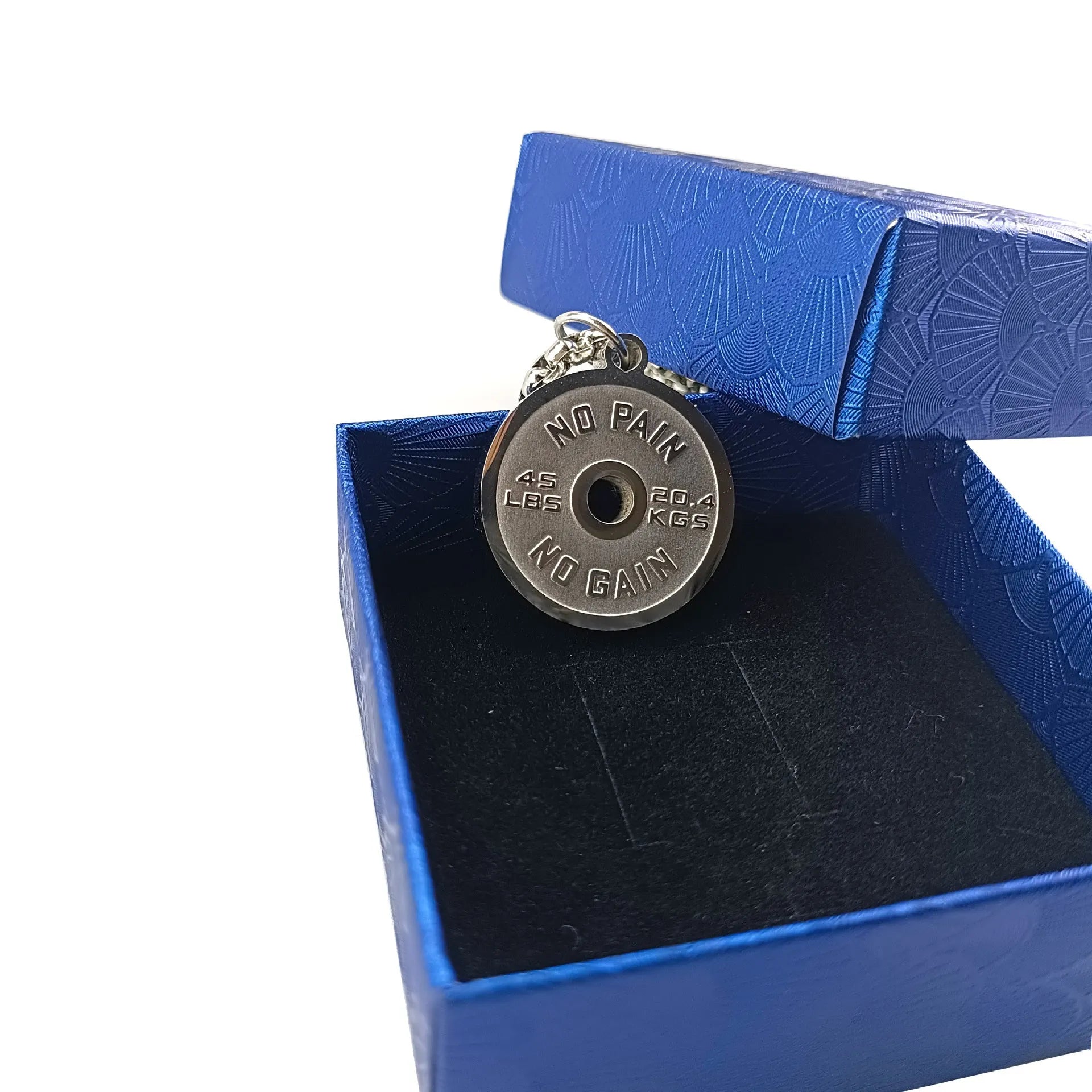 Stainless steel geometric barbell disk pendant necklace with chain options