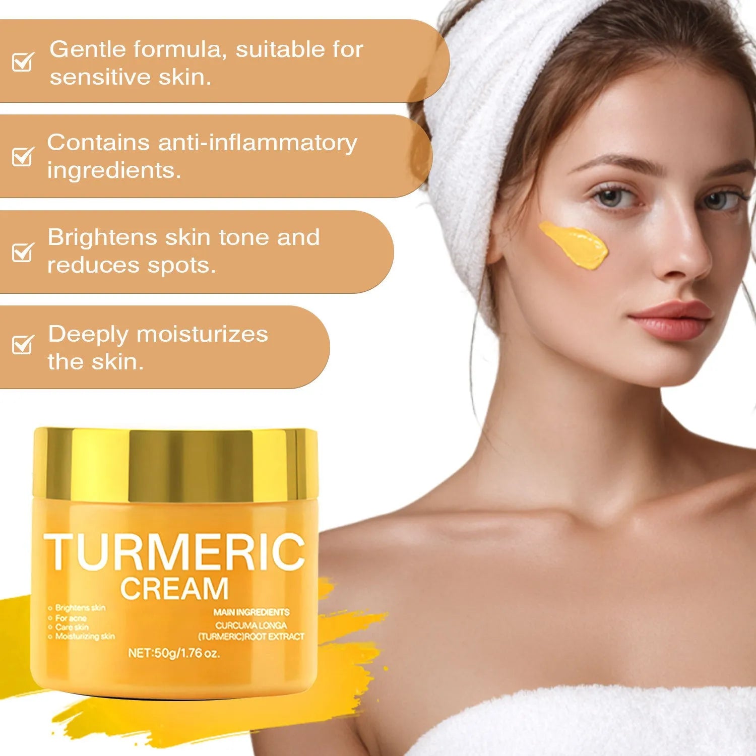 Brightening moisturising cream 50g in a compact 53mm square pot for skin hydration and nourishment