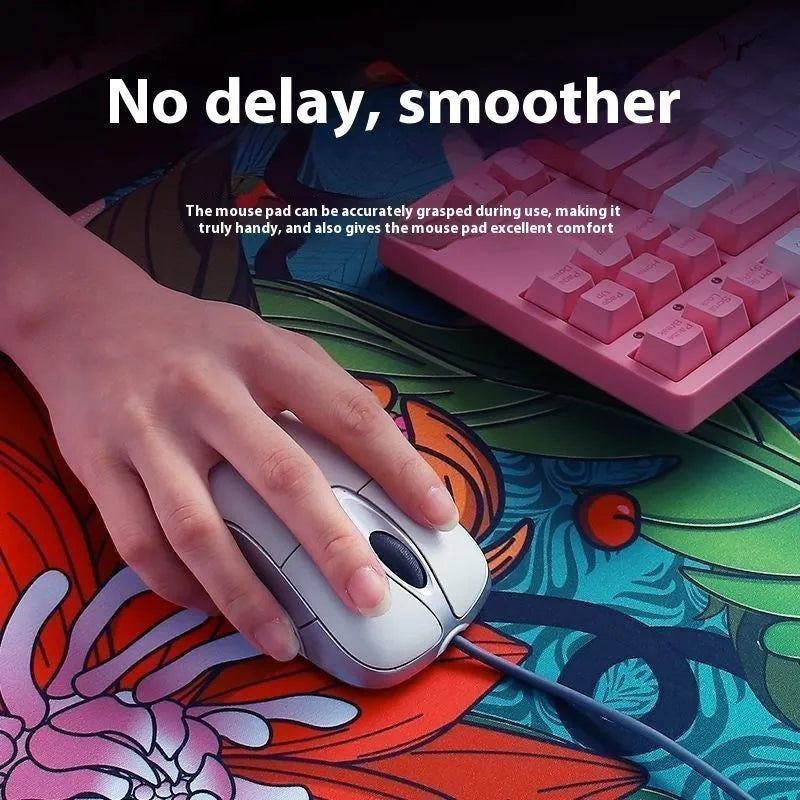 Thickened e-sports mouse pad with fine rice noodle surface and non-slip rubber base, 320x285x3mm