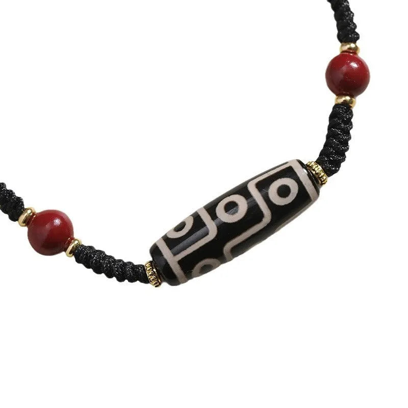 Tibetan agate dzi bead bracelet for men with shrinkable adjustable fit, showing 30 bead models on a neutral background