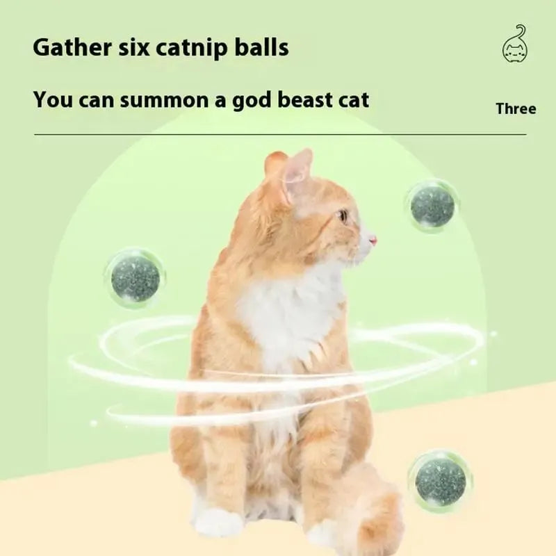 Green catnip ball that sticks on wall, size 10.5x10.5cm, for indoor cats biting and licking