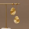 Asymmetric gold-plated zircon floral earrings for women in silver colour option