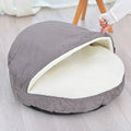 Brown cloth dog kennel with removable washable cover shown in S size option