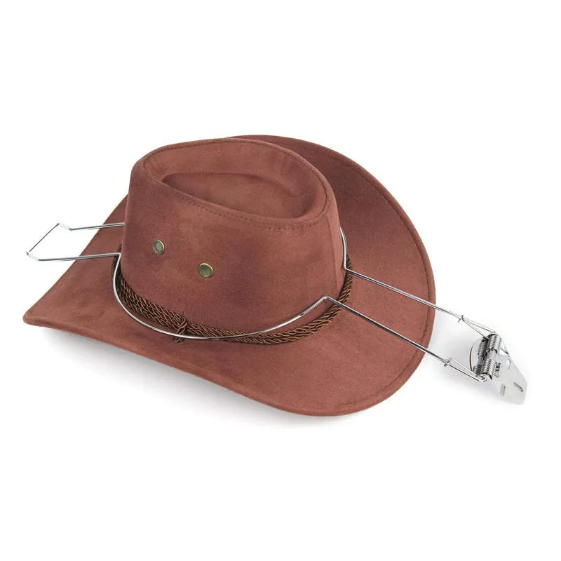 Brown chrome-plated metal hat stand for coats and hats