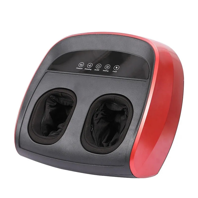 Flip automatic home foot sole massager in black showing control panel and foot platform with infrared heat feature