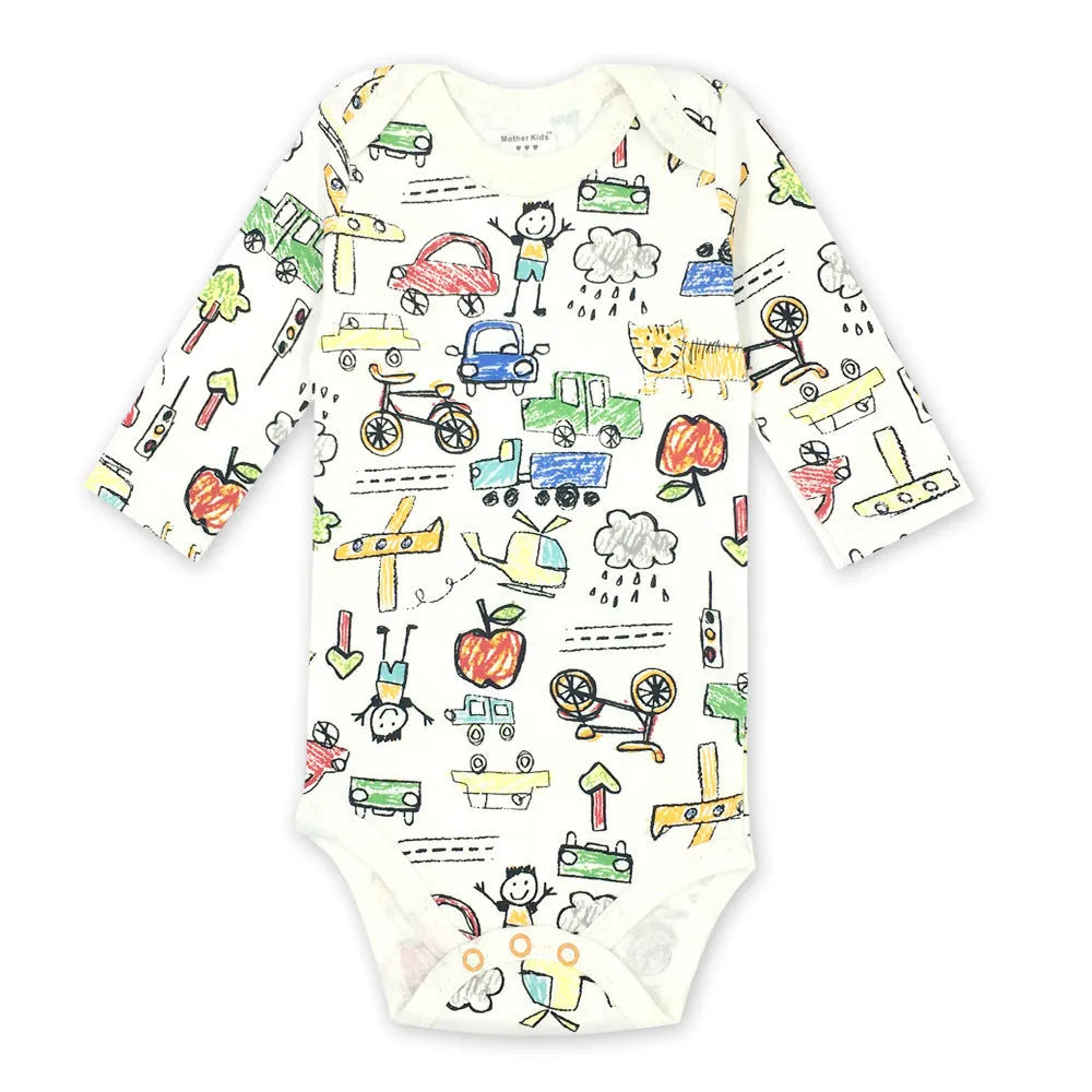 100% cotton long sleeve baby romper jumpsuit in neutral colour on white background