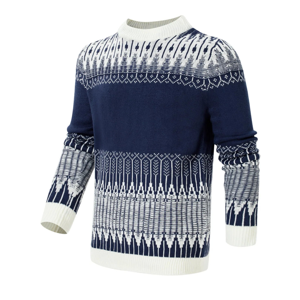 Men's knitted crew neck sweater with long sleeves in multiple size options