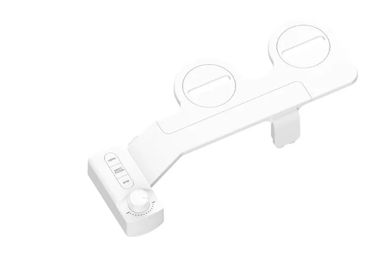 Pure white manual bidet attachment with split detachable design and one-click knob for water pressure control